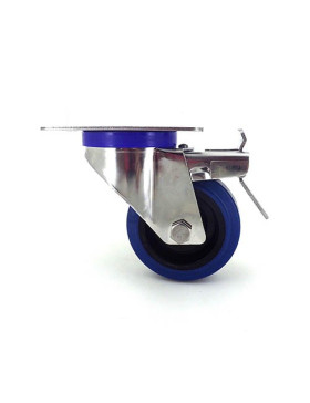 Stainless steel swivel Castor wheel with brake 80 mm diameter supple rubber 3