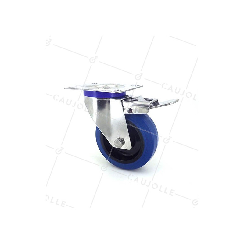 Stainless steel swivel Castor wheel with brake 100 mm diameter supple rubber 1