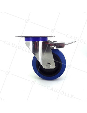 Stainless steel swivel Castor wheel with brake 100 mm diameter supple rubber 2