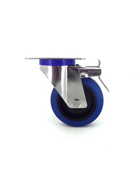 Stainless steel swivel Castor wheel with brake 100 mm diameter supple rubber 3