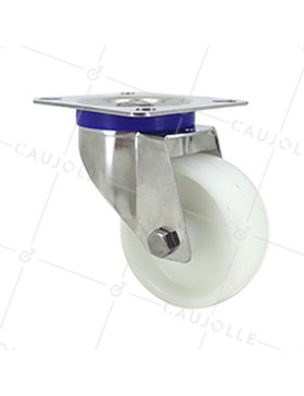 Swivel castor wheel STAINLESS STEEL 80 mm diameter nylon  • Caujolle