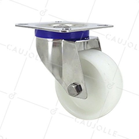 Swivel castor wheel STAINLESS STEEL 80 mm diameter nylon  • Caujolle
