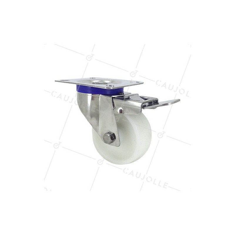 STAINLESS STEEL swivel castor wheel with brake 80 mm diameter nylon 1