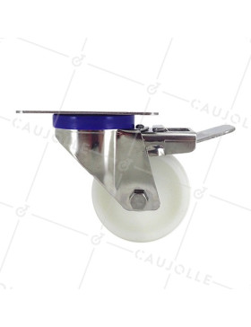 STAINLESS STEEL swivel castor wheel with brake 80 mm diameter nylon 2