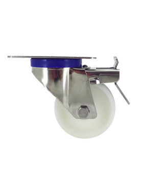 STAINLESS STEEL swivel castor wheel with brake 80 mm diameter nylon 3