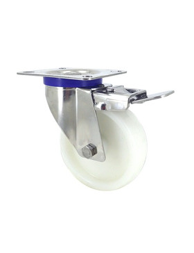 STAINLESS STEEL swivel castor wheel with brake 100 mm diameter nylon 1