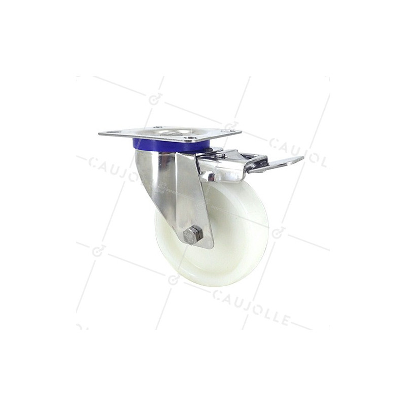 STAINLESS STEEL swivel castor wheel with brake 100 mm diameter nylon 1