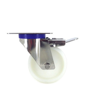 STAINLESS STEEL swivel castor wheel with brake 100 mm diameter nylon 2
