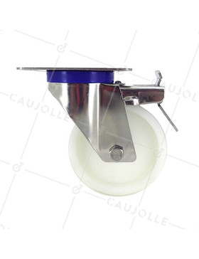 STAINLESS STEEL swivel castor wheel with brake 100 mm diameter nylon 3