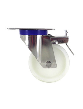 STAINLESS STEEL swivel castor wheel with brake 100 mm diameter nylon 3
