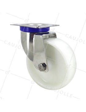 Castor STAINLESS STEEL NYLON SWIVEL WHEEL DIAMETER 125 MM LOAD 200 KG • Caujolle