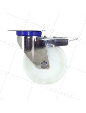 Castor STAINLESS STEEL NYLON SWIVEL WITH BRAKE DIAMETER 125 MM LOAD 150 KG