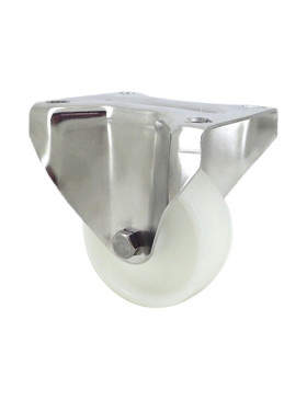 Fixed-position castor wheel STAINLESS STEEL 80 mm diameter nylon 1