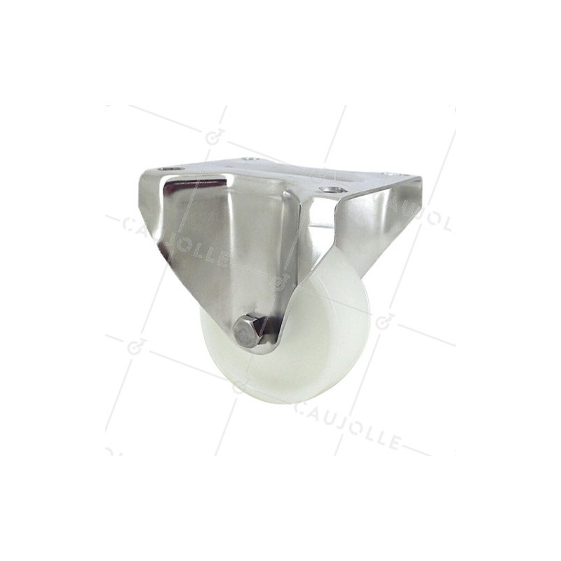 Fixed-position castor wheel STAINLESS STEEL 80 mm diameter nylon 1