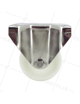 Fixed-position castor wheel STAINLESS STEEL 80 mm diameter nylon 2