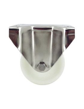 Fixed-position castor wheel STAINLESS STEEL 80 mm diameter nylon 2