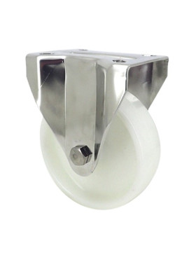 Fixed-position castor wheel STAINLESS STEEL 100 mm diameter nylon 1