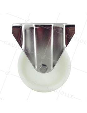 Fixed-position castor wheel STAINLESS STEEL 100 mm diameter nylon 2