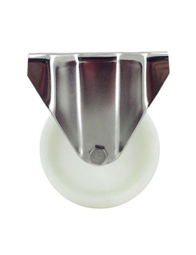 Fixed-position castor wheel STAINLESS STEEL 100 mm diameter nylon 2