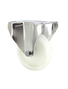Fixed-position castor wheel STAINLESS STEEL 125 mm diameter nylon 1