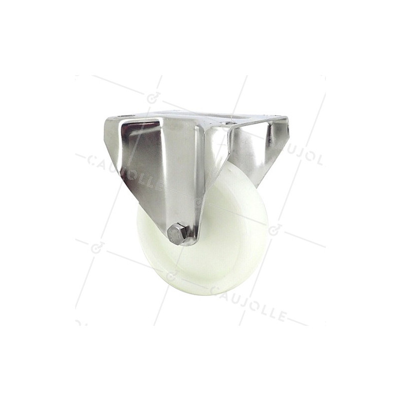 ROULETTE INOX EN NYLON FIXE DIAMÈTRE 125 MM CHARGE 150 KG