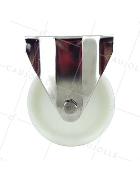 ROULETTE INOX EN NYLON FIXE DIAMÈTRE 125 MM CHARGE 150 KG