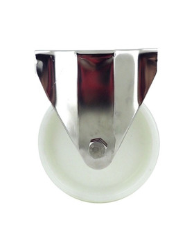 Fixed-position castor wheel STAINLESS STEEL 125 mm diameter nylon 2