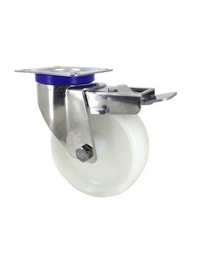 Castor STAINLESS STEEL NYLON SWIVEL WITH BRAKE DIAMETER 125 MM LOAD 150 KG