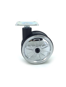 Deco castor wheel chrome effect plastic diameter 75 mm 2