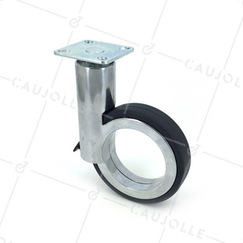 ROULETTE FUTURISTE CHROMÉE À PLATINE DIAMÈTRE 90 MM CHARGE 35KG - GRAVITY90PC • Caujolle
