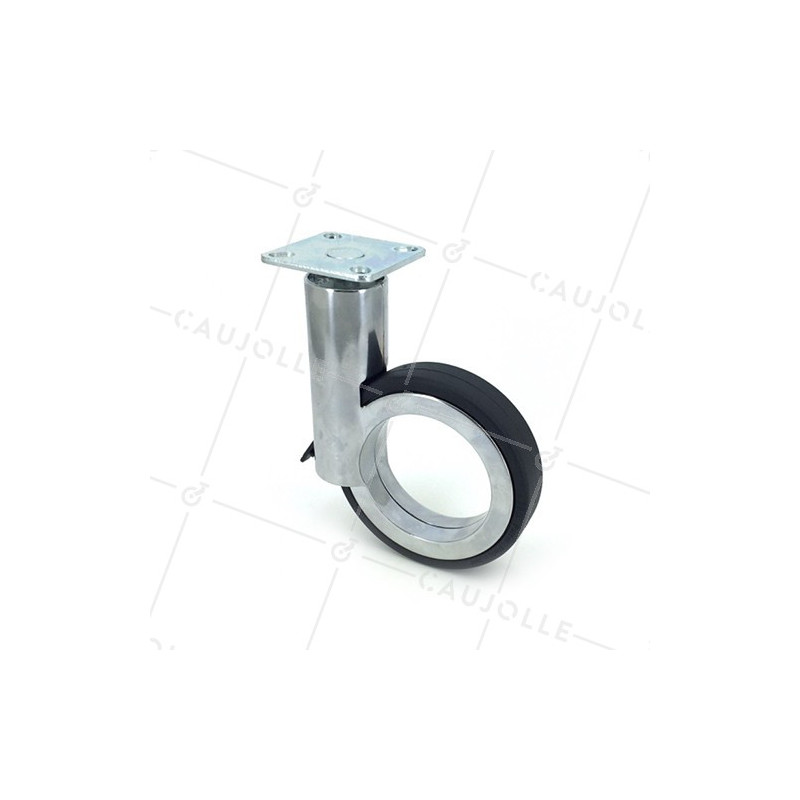 ROULETTE FUTURISTE CHROMÉE À PLATINE DIAMÈTRE 90 MM CHARGE 35KG - GRAVITY90PC