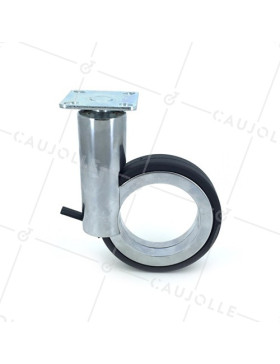 ROULETTE FUTURISTE CHROMÉE À PLATINE DIAMÈTRE 90 MM CHARGE 35KG - GRAVITY90PC
