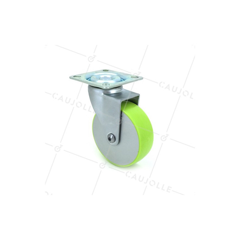 Die-cast aluminium castor wheel deco design furniture green 75 mm diameter 1