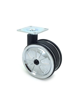 Deco castor wheel chrome effect plastic diameter 75 mm 1