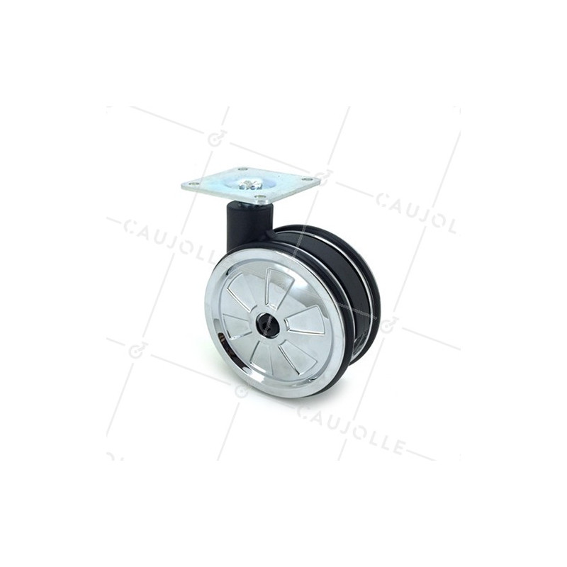 Deco castor wheel chrome effect plastic diameter 75 mm 1
