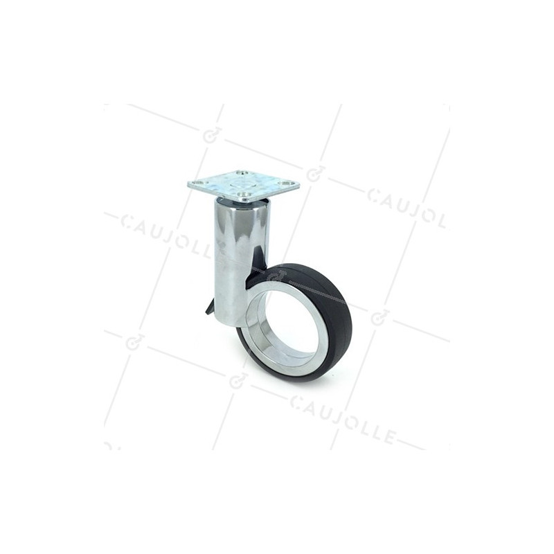 ROULETTE FUTURISTE CHROMÉE À PLATINE DIAMÈTRE 65 MM CHARGE 30 KG - GRAVITY65PC