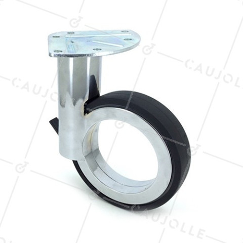 ROULETTE FUTURISTE CHROMÉE À PLATINE DIAMÈTRE 110 MM CHARGE 45KG - GRAVITY110PC • Caujolle
