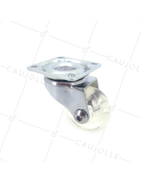 ROULETTE DESIGN TRANSPARENTE SOUPLE DIAMÈTRE 35 MM CHARGE 35 KG - CRYSTAL35P • Caujolle