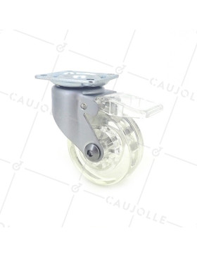ROULETTE DESIGN À FREIN TRANSPARENTE DIAMÈTRE 50 MM CHARGE 40 KG - CRYSTALTR50PAF • Caujolle