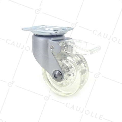 ROULETTE DESIGN À FREIN TRANSPARENTE DIAMÈTRE 50 MM CHARGE 40 KG - CRYSTALTR50PAF • Caujolle