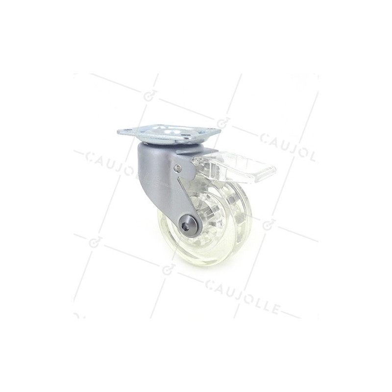 ROULETTE DESIGN À FREIN TRANSPARENTE DIAMÈTRE 50 MM CHARGE 40 KG - CRYSTALTR50PAF