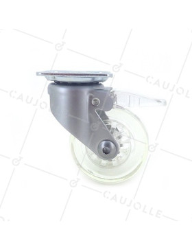 ROULETTE DESIGN À FREIN TRANSPARENTE DIAMÈTRE 50 MM CHARGE 40 KG - CRYSTALTR50PAF