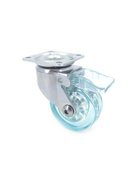 ROULETTE DESIGN À FREIN TRANSPARENTE BLEUE DIAMÈTRE 50 MM CHARGE 35 KG - CRYSTALB50PAF