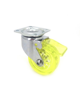 ROULETTE DESIGN À FREIN TRANSPARENTE JAUNE DIAMÈTRE 50 MM CHARGE 35 KG - CRYSTALJ50 PAF