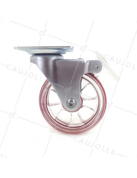 ROULETTE DESIGN TRANSPARENTE ROUGE DIAMÈTRE 75 MM CHARGE 50 KG - CRYSTAL R75PAF