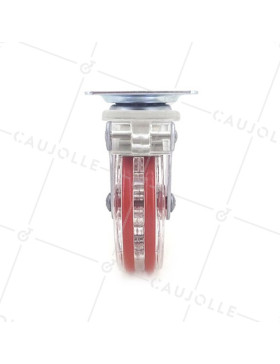 ROULETTE DESIGN TRANSPARENTE ROUGE DIAMÈTRE 75 MM CHARGE 50 KG - CRYSTAL R75PAF
