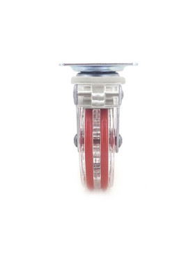 Transparent red designer castor wheel with brake 75 mm diameter swivel plate 4
