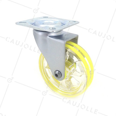 YELLOW TRANSPARENT DESIGNER CASTER WHEEL, 75 MM DIAMETER, 50 KG LOAD CAPACITY - CRYSTAL J75P • Caujolle
