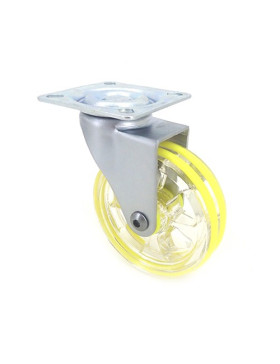 Transparent yellow designer castor wheel 75 mm diameter swivel plate 1