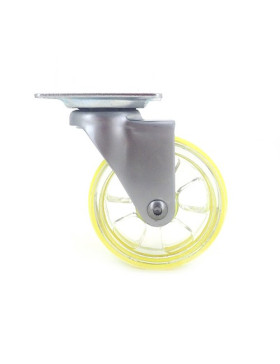 Transparent yellow designer castor wheel 75 mm diameter swivel plate 2